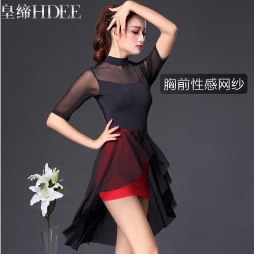 Fashion New Latin dance costume dress new practice acrobatics show gauze sleeve dress high quality