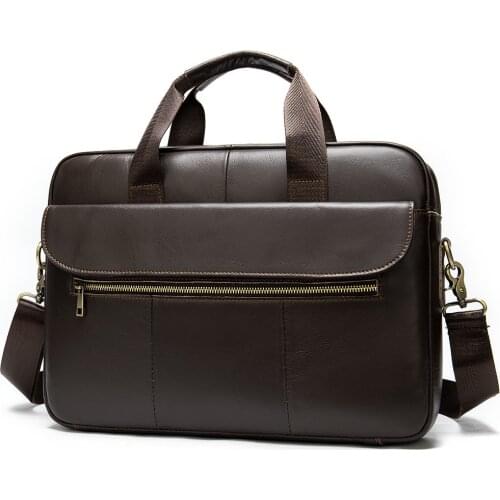 Business Bag Mens Genuine Leather 15 Inch Laptop Handbags Solid Luxury Design High Quality Mens Shoulder Leather Bags Man