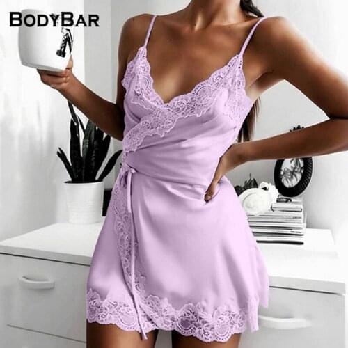 2021 Spring Summer New Ladies Sexy Nightdress Underwear Black Lace Stitching Suspender Pajamas Female Nightdress For Woman Tops