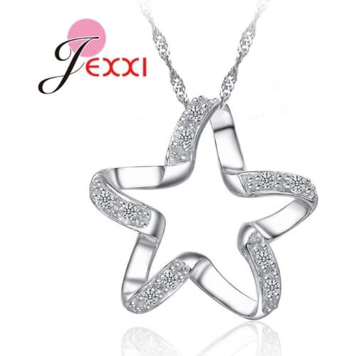 New New Arrival 925 Sterling Silver Chic Pendant Necklace Girls Wedding Accessories Women Funny Lucky Star Shape Jewelry