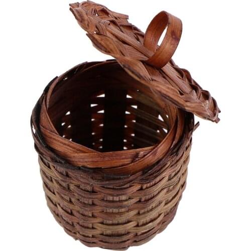 New 1:12 Dollhouse Miniature Weaving Bamboo Basket Vegetable Basket Model Toys