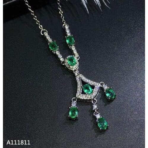 KJJEAXCMY boutique jewels 925 pure silver inlaid natural and emerald lady Necklace Pendant support test