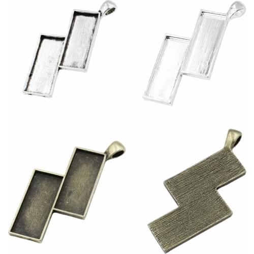 Fit 10*25mm Rectangle Antique Silver/bronze Silver Glass/Cabochon Frame Bezel Settings Pendant Tray blank 10pcs/lot (K05277)