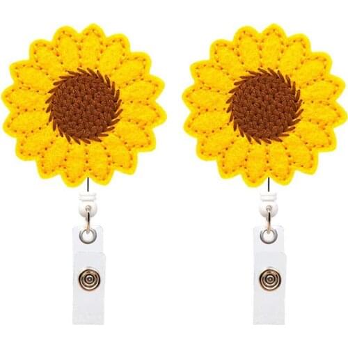 Sunflower Honeybee Badge Reel Holder For Nurses Students Teachers Retractable Id Card Holder With Alligator Clip