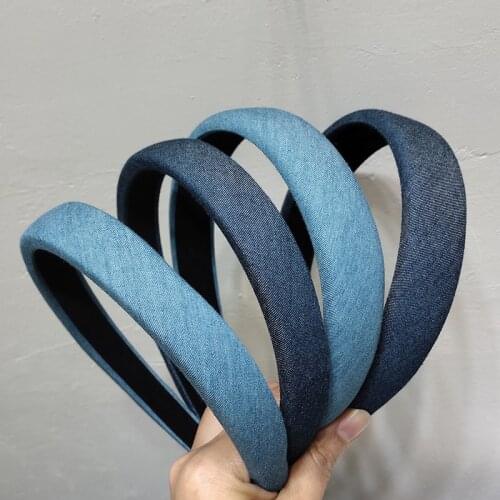 Top Blue Color Fabric Denim Hairband For Women Knot Turban Engagement Headband Girls Hair Accessories Bandeau Cheveux Opaska Do