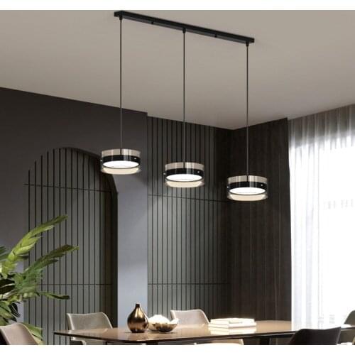Modern round chandelier luxury simple household long strip glass light 220V single head three head bar dining room chandelier