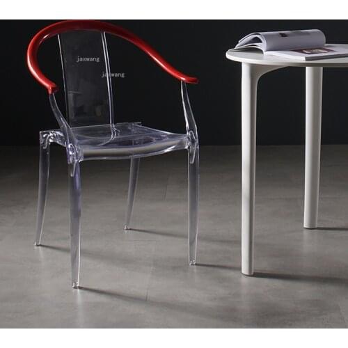 Nordic Acrylic Transparent Dining Chairs Home Bedroom Plastic Chair Modern Minimalist Backrest Armrest Chair Restaurant Armchair