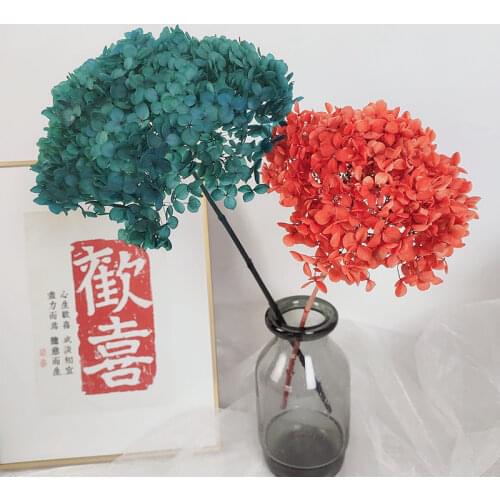 2pcs Artificial Hydrangea Flower Wedding Table Decor High Quality Preserved Flowers Secret Dried Room Plants Backdrop Decoration