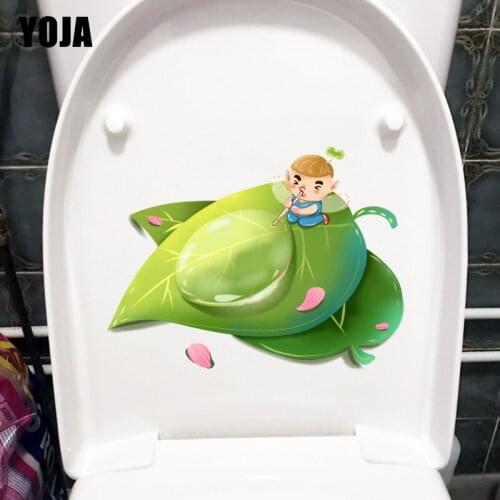 YOJA 23.2*17.5CM Creative Cartoon Green Plant Bathroom Toilet Sticker Kids Room Wall Decor T1-1072