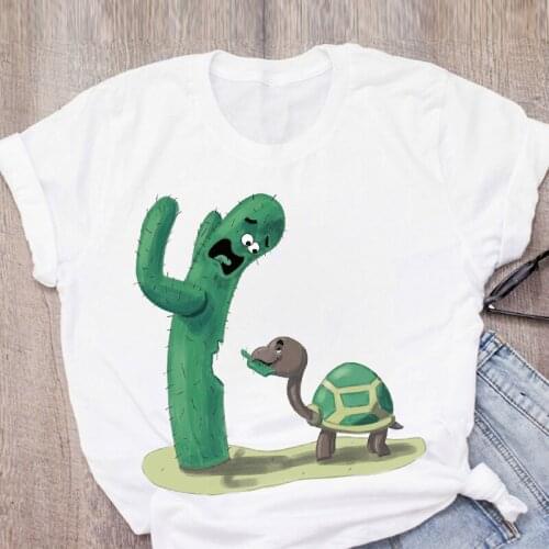 Women Cactus Fashion Funny Print Fashion Short Sleeve Summer Lady Tops T-Shirt Shirt Womens Clothing Tees Female T Shirt