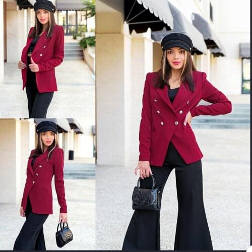 Women 2 Pieces Suits Custom Made Vintage Fashion Elegant Double Breasted Blazer Exquisite Button Retro Jacket Bell-Bottomed Pant