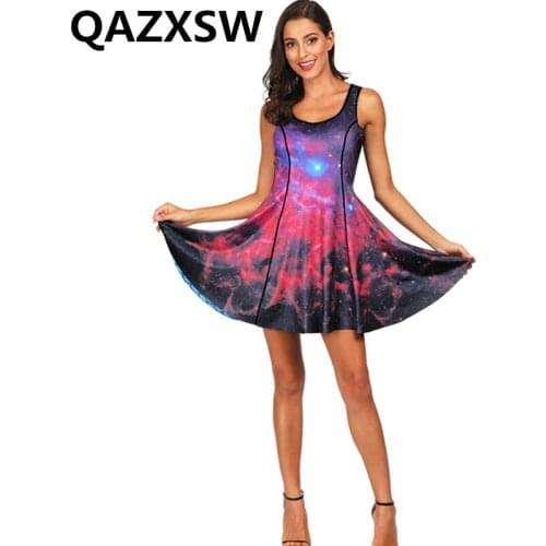 2019 New Summer Dress Print Round Neck Sleeveless Dress Fashion Casual Sexy Large Size Two-sided Wear Ladies Women Dresses ZW039
