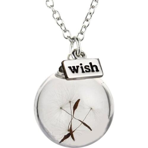 1 PCS Natural Dandelion Seed In Glass Pendant Modern Perfect Style Unique Lovely Funny Necklace Luxury