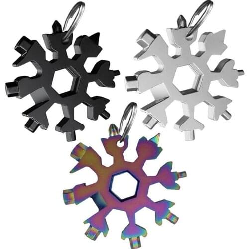 18-in-1 Snowflake Multi Tool Pocket Stainless Steel Multitool Edc Tool Card Hex Wrench Screwdriver Bottle Opener Christmas Gift
