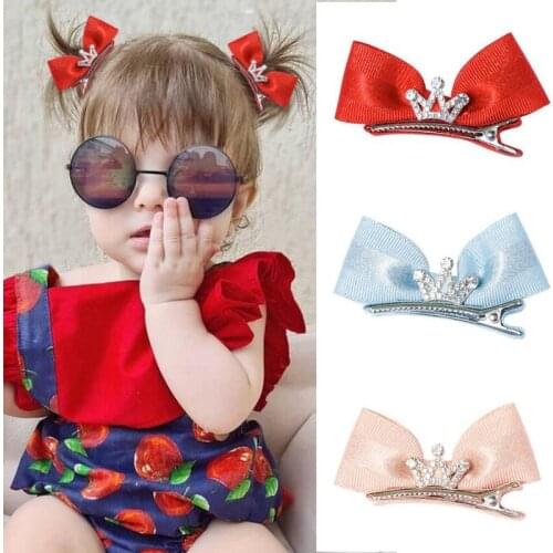 2/3pcs/Pack Glimmer Crown Bows Hair Clips for Girls Boutique Kids Grosgrain Hairpin Barrettes Fashion Hair Accessories
