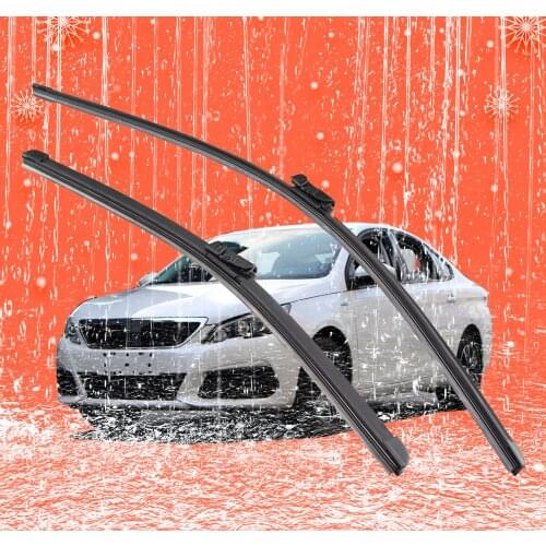 2 pcs Front Windshield Bracketless Wiper Blades Set 24"+18" for Peugeot 308 Lancia Delta Kia Ceed