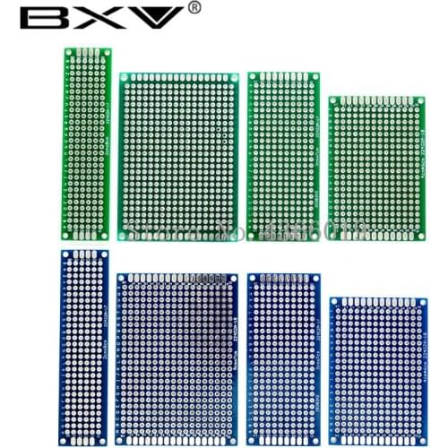 20pcs/lot 5x7 4x6 3x7 2x8cm Double Side Prototype Diy Universal Printed Circuit PCB Board Protoboard For Arduino Green/Blue