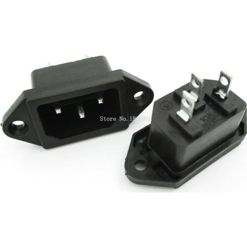 5PCS/LOT 3Pins Male Plug Panel Power Inlet Sockets Connectors AC 250V 10A AC-04 AC Power Socket