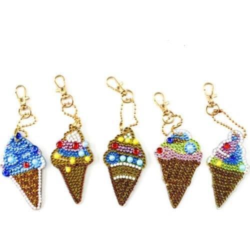 5D DIY Diamond Painting Keychain ice cream Pendant Gifts for Children and Girls Kawatii Diamond Mosaic Keychain DIY Kit