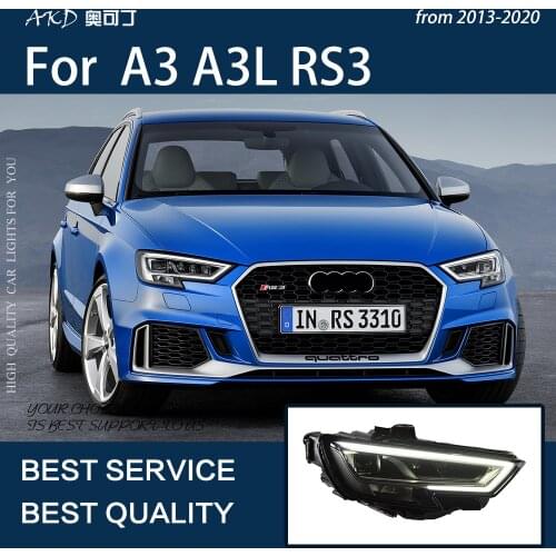 AKD Car Headlight For A3 A3L 2017-2021 LED Headlight Projection Lens Dual Light Lamps Angel Eye Crystal Headlight Assembly