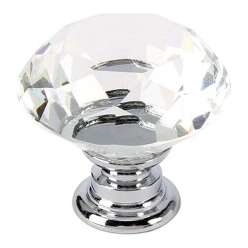 6Pcs/set30mm Diamond Shape Design Crystal Glass Knobs Cupboard Drawer Pull Kitchen Cabinet Door Wardrobe Handles Hardware