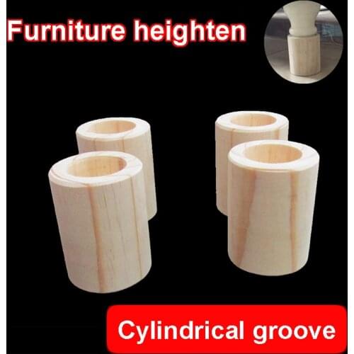 4pcs Cylindrical Furniture Increased Pad Pine Wood Furniture Foot Pad Increased Sofa Bed TV Cabinet Stool Coffee Table Heighten
