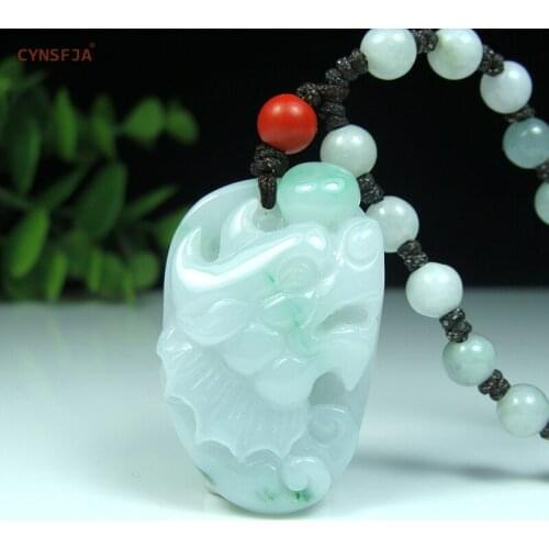CYNSFJA Real Rare Certified Natural Grade A Burmese Jadeite Amulet Chinese Dragon Jade Pendant High Quality HandCarved Best Gift