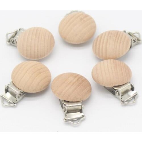 Wooden Pacifier Holder Clip DIY Baby Pacifier Chain Accessories Nipple Leashes Clips Pacifier Chain Cramp 2 Size Holes Optional