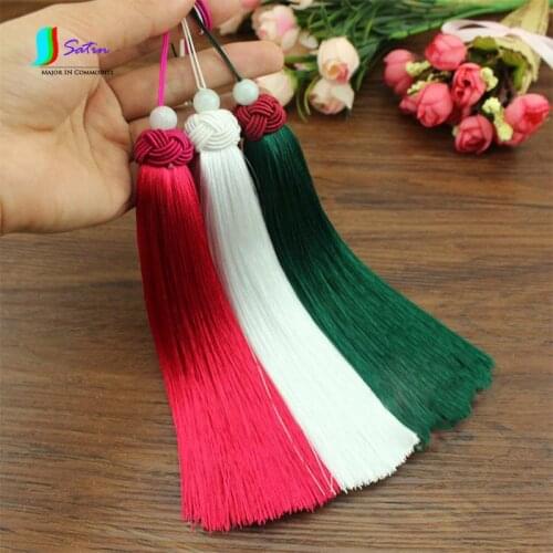 Long Chinese Knot Artificial Silk Tassel Fringe Pendant Spike Embroidery Diy Pineapple Cap Accessory 8pcs/Lot Length 15CM S0107N
