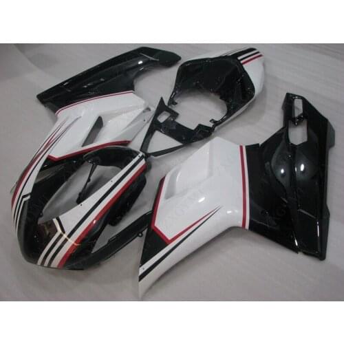 Full Body Kits for DUCATI 1098 2007 - 2011 Racing Black White Plastic Fairings for DUCATI 1098 2009 Fairings 848 2011