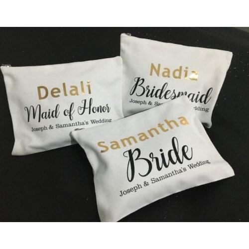 Custom names and titles wedding bridesmaid Gift Make Up makeup Bridal Bags New Year Christmas Birthday Cosmetic pouches gifts