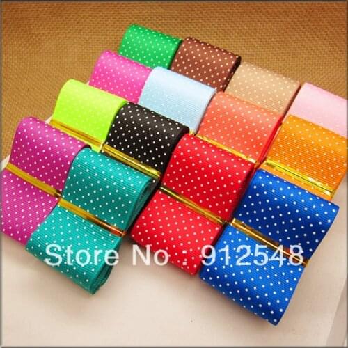 1-1/2"(38mm) Dots printed grosgrain ribbon,14 color mix ribbon,38dmnyd017