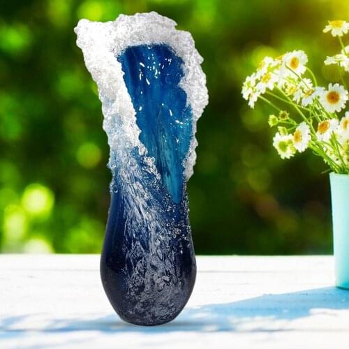 Creative Majestic Wavy Vase Desktop Resin Ornament Craft Ocean Waves Flower Vase Home Coffee Shop Decoration