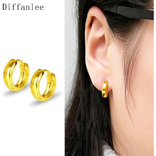 Round Smooth Huggies Hoop Earrings Gold Color Simple Style Ears Circle Charm Classic Earrings fashion For Women men jewelry