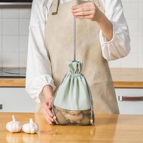 Kitchen Fruits Vegetables Storage Hanging Bag Reusable Bags Breathable Mesh Wall Hanging Shopping Tote Bag Onion Organization