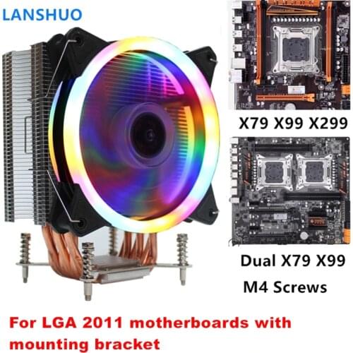 3/4PIN RGB LED CPU Cooler 6-Heatpipe 12V 12cm Cooling Heatsink Radiator for LGA 2011 X79 X99 X299