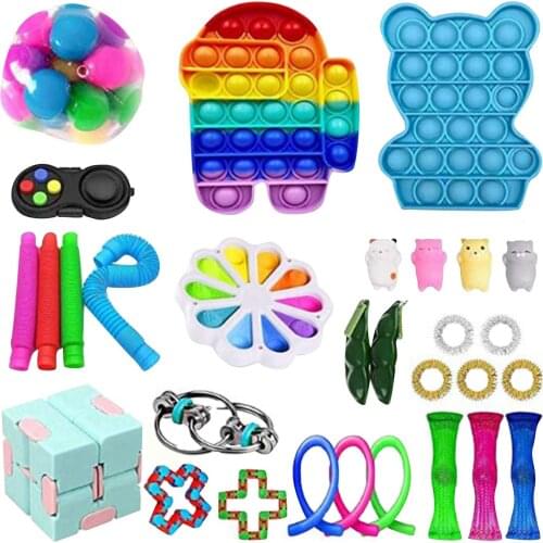 Top Fidget Toys Pack Anti Stress Toy Set Marble Relief Gift For Adults Girl Children Sensory Antistress Relief Figet Toys Box