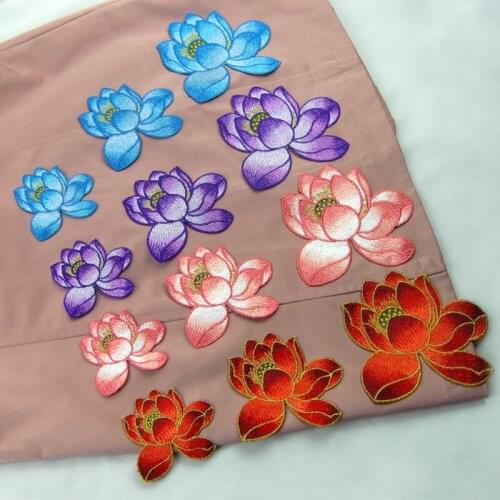 1 Piece high quality fashion embroidered lotus flower patches sticker for clothes cute DIY accessories sew on patches