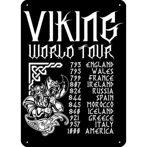 Viking Warrior Metal Tin Sign,Viking World Tour Super Durable Bathroom Wall Decoration Cave Bar Poster Kitchen Home Decoration