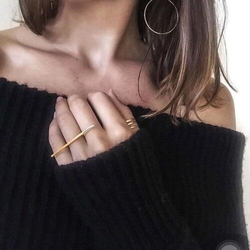 RscvonM Minimalist Midi Rings for Women Fashion Geometric Long Bar Knuckle Jewelry Vintage Gold Silver Color Boho Rings Gift