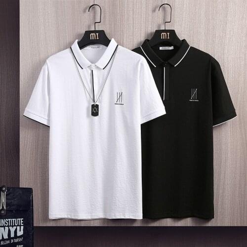 2021 Summer New Polo Shirts Mens Short-Sleeved Lapel Casual T-Shirt With Collar Letters Tide Brand High Quality Chemise Homme