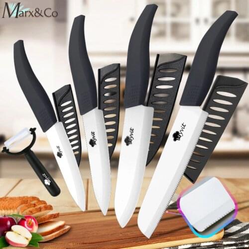 Ceramic Knife 3 4 5+ 6 inch Set Kitchen Serrated Bread Knife Utility Slicing Fruit Vegetable Zirconia White Blade Chef Knives