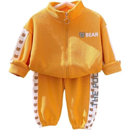 New Childrens Leisure Sports Suit Boys Zipper Shirt + Trousers Two-piece Boys Handsome Suit Kids Clothes Girls