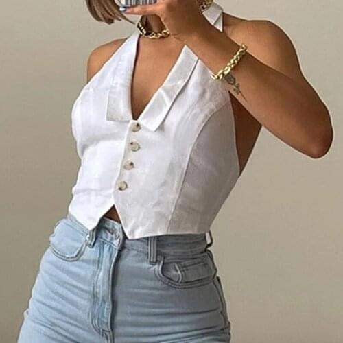 Retro Elegant Sexy Halter Tank Top Women Sleeveless Backless Bandage Slim Fit Crop Top Streetwear Holiday Summer Casual Camisole