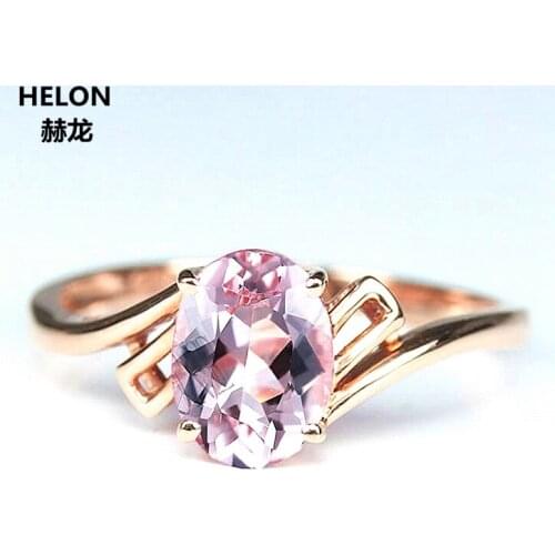 Solid 14k Rose Gold 5x7mm Oval Cut Natural Morganite Engagement Wedding Ring Anniversary Party Fine Jewelry