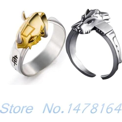 Digimon Adventure TRI WarGreymon MetalGarurumon Omegamon 925 Sterling Silver Ring Adjustable Gift