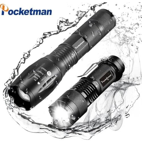 Promotion Set! Tactical LED Flashlight XML-T6 Tactical Flashlight + Q5 Mini Torch Lanterna Zoomable Waterproof Flashlight Bike