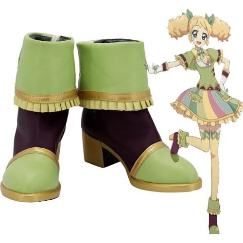 Aikatsu Saegusa Kii Cosplay Boots Green High Heel Shoes Custom Made Any Size