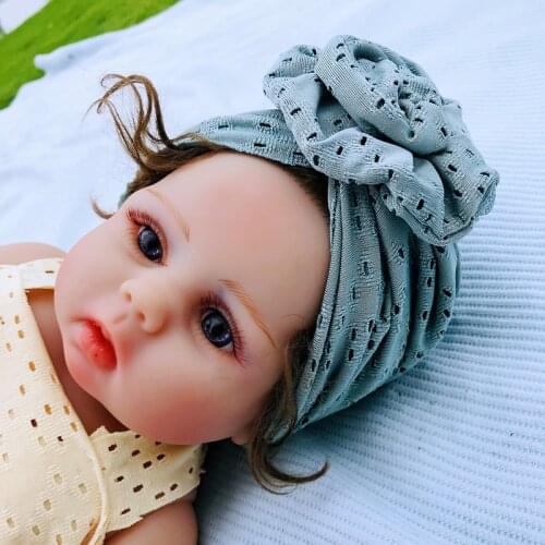 2021 Spring Autumn Hollowed Breathable Infant Indian Hats Solid Color Handmade Bowknot Baby Girls Flower Caps Children Headwear