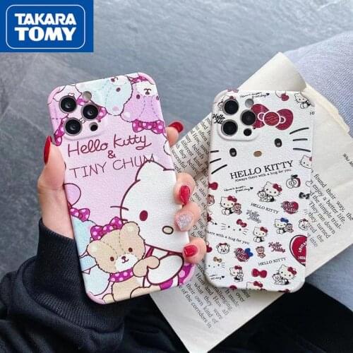 Takara Tomy Hellokitty Silicone Mobile Shell Suitable for IPhone 7/8P/X/XR/XS/XSMAX/11/12PRO/12 Phone Couple Case Cover
